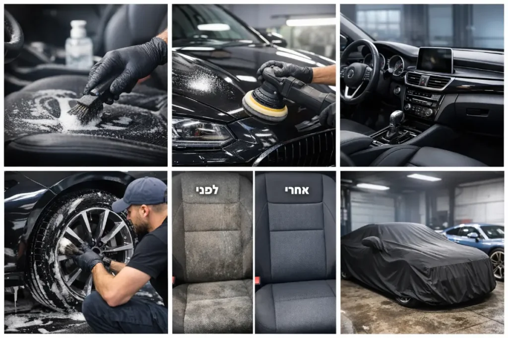 דיטיילינג לרכב-ניקיון יסודי תמונות לפי ואחרי