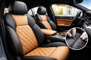 ריפוד רכב יוקרתי בהתאמה אישית עם תפירה דקורטיבית